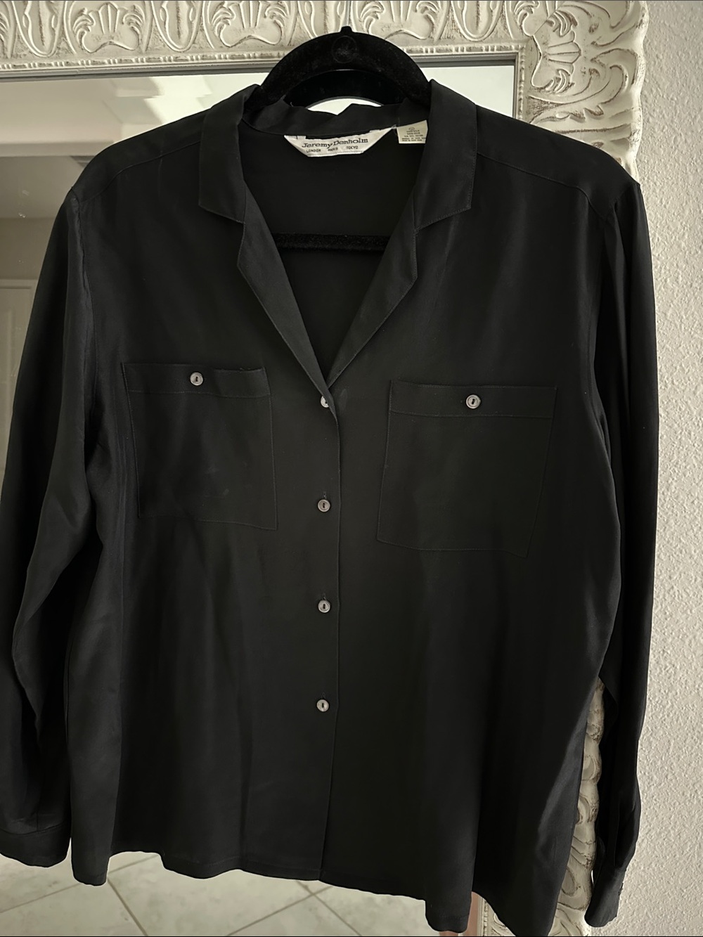 Jeremy Denholm Silk Vintage Black Button-Down Shirt